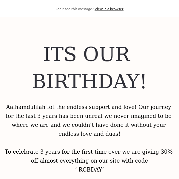 30% off- its our birthday!