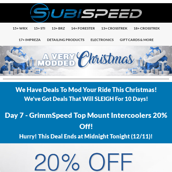 GrimmSpeed Top Mount Intercoolers 20% Off TODAY!