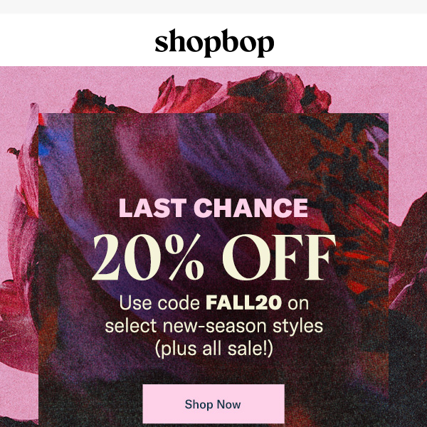 LAST DAY: 20% off