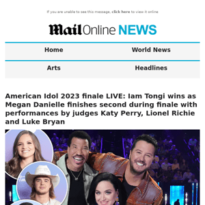 American Idol 2023 finale LIVE: Iam Tongi wins as Megan Danielle finishes second during finale with performances by judges Katy Perry, Lionel Richie and Luke Bryan