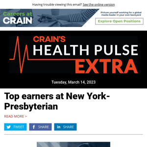 Top earners at New York-Presbyterian