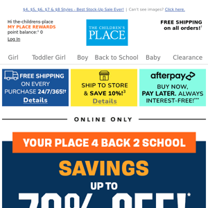 BUY NOW & PAY LATER*with Afterpay at checkout! - The Children's Place