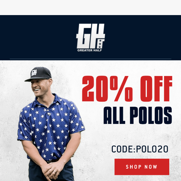 20% OFF All Polos 🚨