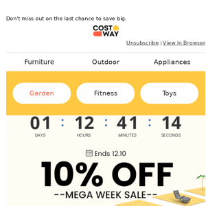 Your special mega coupon expires today!