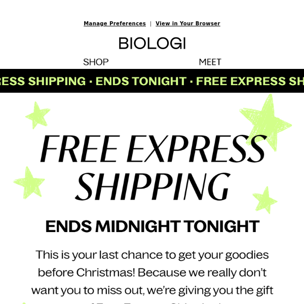 FINAL HOURS - FREE EXPRESS SHIPPING