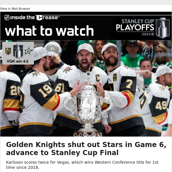 Las Vegas expansion team Golden Knights advance to Stanley Cup final