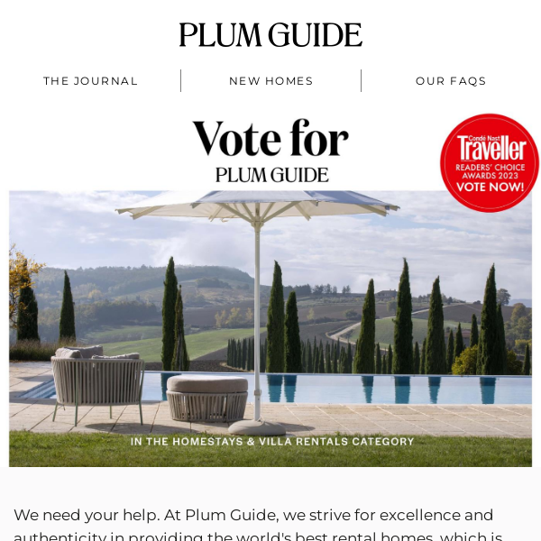 Win £1,000 to spend with Plum Guide!