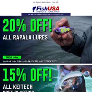 ALL Rapala Lures 20% Off Today Only!