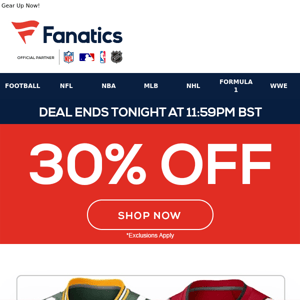 30% Off NFL Gameday Looks