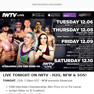 TONIGHT LIVE on IWTV: H2O, NFW, SOS!