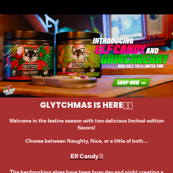 🎄 Introducing our exclusive GLYTCHMAs flavors! 🎅