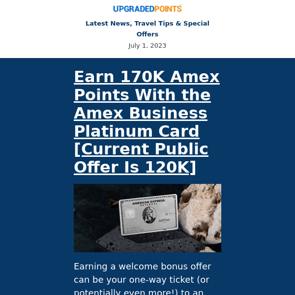 170k point welcome bonus, São Paulo deal alert, new Amex Offers, and more...
