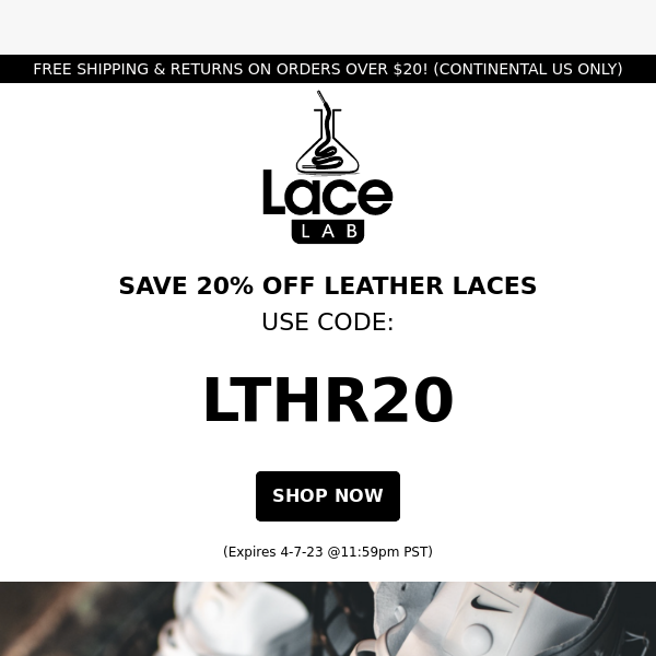 🙌👟SAVE 20% OFF All Leather Laces! 👟🙌