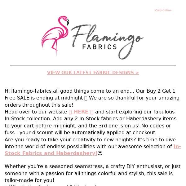 Flamingo Fabrics ⏰Ending at midnight! Buy 2 Get 1 Free SALE⏰