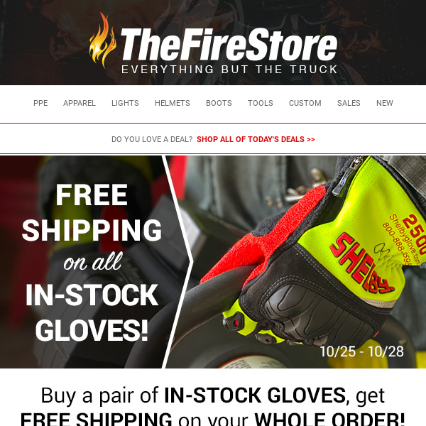 Free shipping on all in-stock gloves!