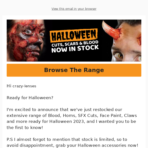 RE: Movie quality Halloween makeup in stock...