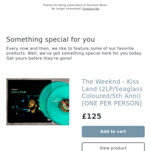 LAST COPY! The Weeknd - Kiss Land (2LP/Seaglass Coloured/5th Anni) [ONE PER PERSON]
