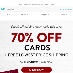 🎅 Early bird SALE! 70% off cards + FREE shipping