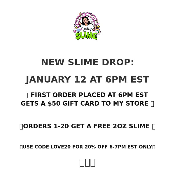 TAKE 20% OFF 🛍+ 15 NEW SLIMES JUST DROPPED🎉