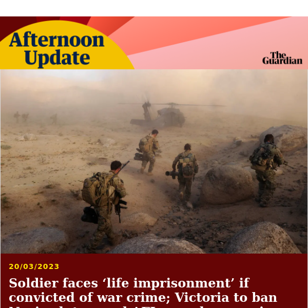 SAS soldier charged for alleged war crime | Afternoon Update from Guardian Australia