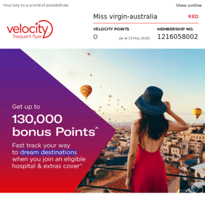 Unlock up to 130,000 Velocity Points