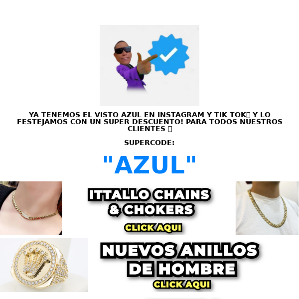 Javier The Jeweler NYC, CODE: "AZUL" YA TENEMOS VISTO AZUL EN INSTAGRAM Y TIKTOK 🎉