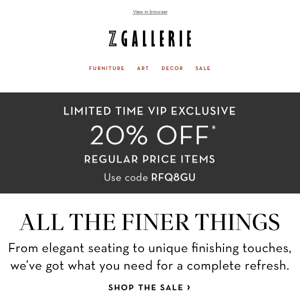 Hey VIP! Take Advantage Of 20% Off Your Purchase!
