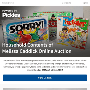 Household Contents of Melissa Caddick Auction
