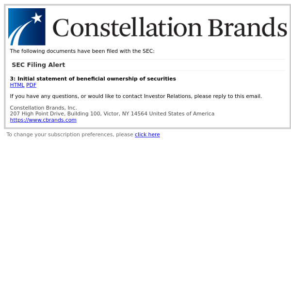 SEC Filing Alert for Constellation Brands, Inc.