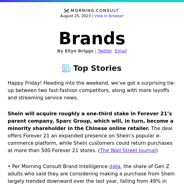 Shein Strikes Deal With Forever 21 - WSJ