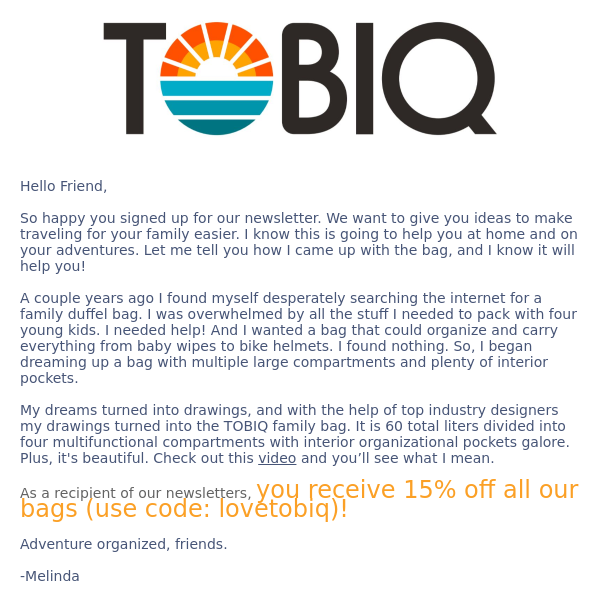 Welcome, TOBIQ traveler!