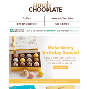 Make sending chocolate a birthday tradition.