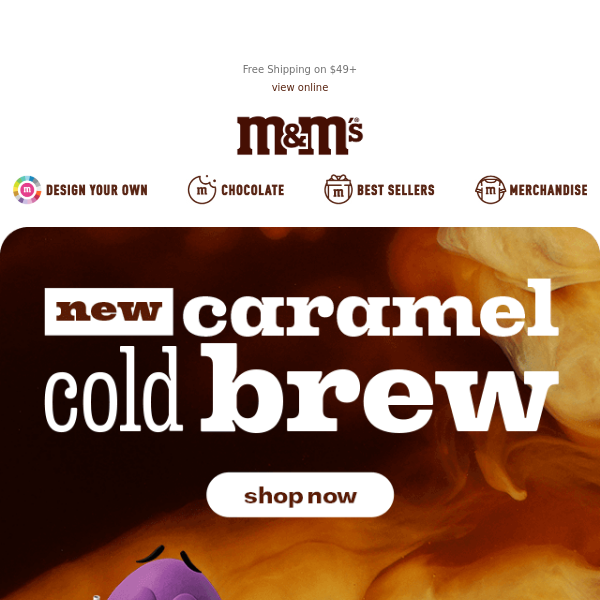 PRINT AD 2023 M&Ms Caramel Cold Brew Coffee Flavor Purple M&M Chocolate  Candy