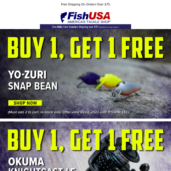 This Little Lure Packs a Big Punch! Yo-Zuri Snap Beans Are Buy 1, Get 1 Free Today Only!