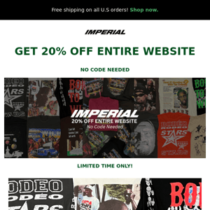 20% OFF ENTIRE WEBSITE!