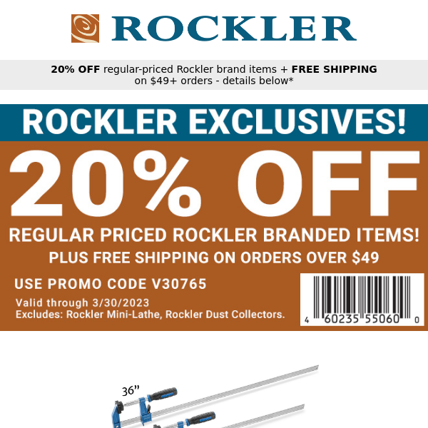 20% OFF Rockler Exclusive Items You Might Be Interested In!