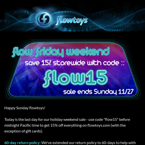 last chance for the flowtoys holiday sale 🌟