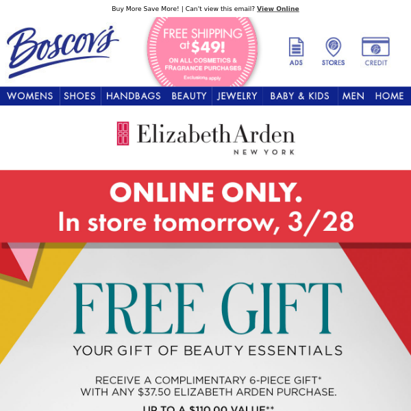 FREE GIFT with Elizabeth Arden Purchase