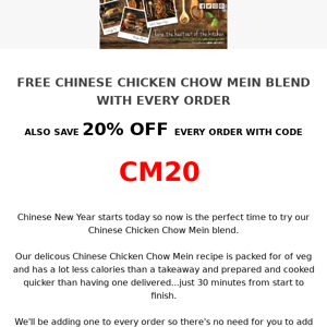 FREE CHOW MEIN WITH EVERY ORDER 🙌