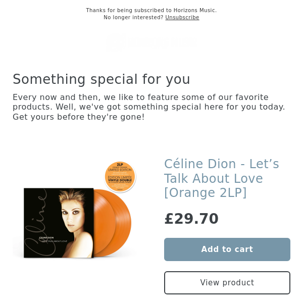 SOON! Céline Dion - Let’s Talk About Love [Orange 2LP]