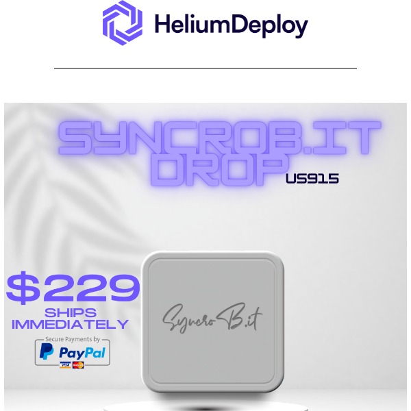 Drop going live in 2 hours. 8 PM EST. Syncrob.it Shipped Immidiately for $229