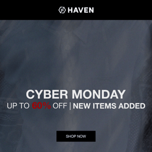 Cyber Monday starts early | Up to 60% Off