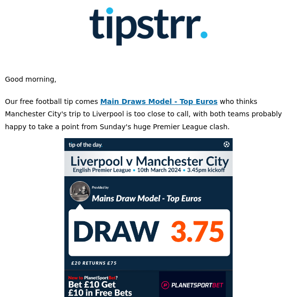 Free football tip from Sunday's massive Premier League game