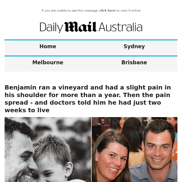 Benjamin ran a vineyard and had a slight pain in his shoulder for more than a year. Then the pain spread - and doctors told him he had just two weeks to live