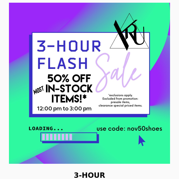 💙💜3-HOUR FLASH SALE! 12:00 p.m. to 3:00 p.m. • 50% Off [most] iN-Stock iTEMz!