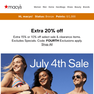 Ready for 4th of July? Extra 20% off + Star Money Bonus Days are here to help!