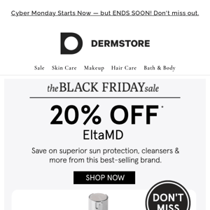 20% off EltaMD 🚨 ENDS TOMORROW