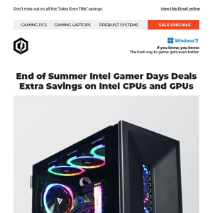 ✔ End of Summer Intel Gamer Days Deals on Intel Powered PCs