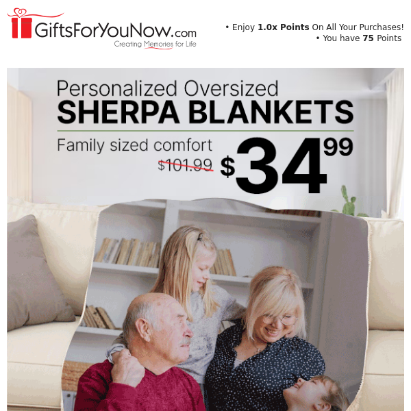 Low Price Alert: $34.99 Personalized Oversized Blankets