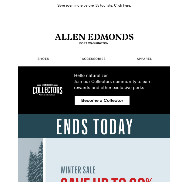 This is it: Up to 60% off for Winter Sale ends today